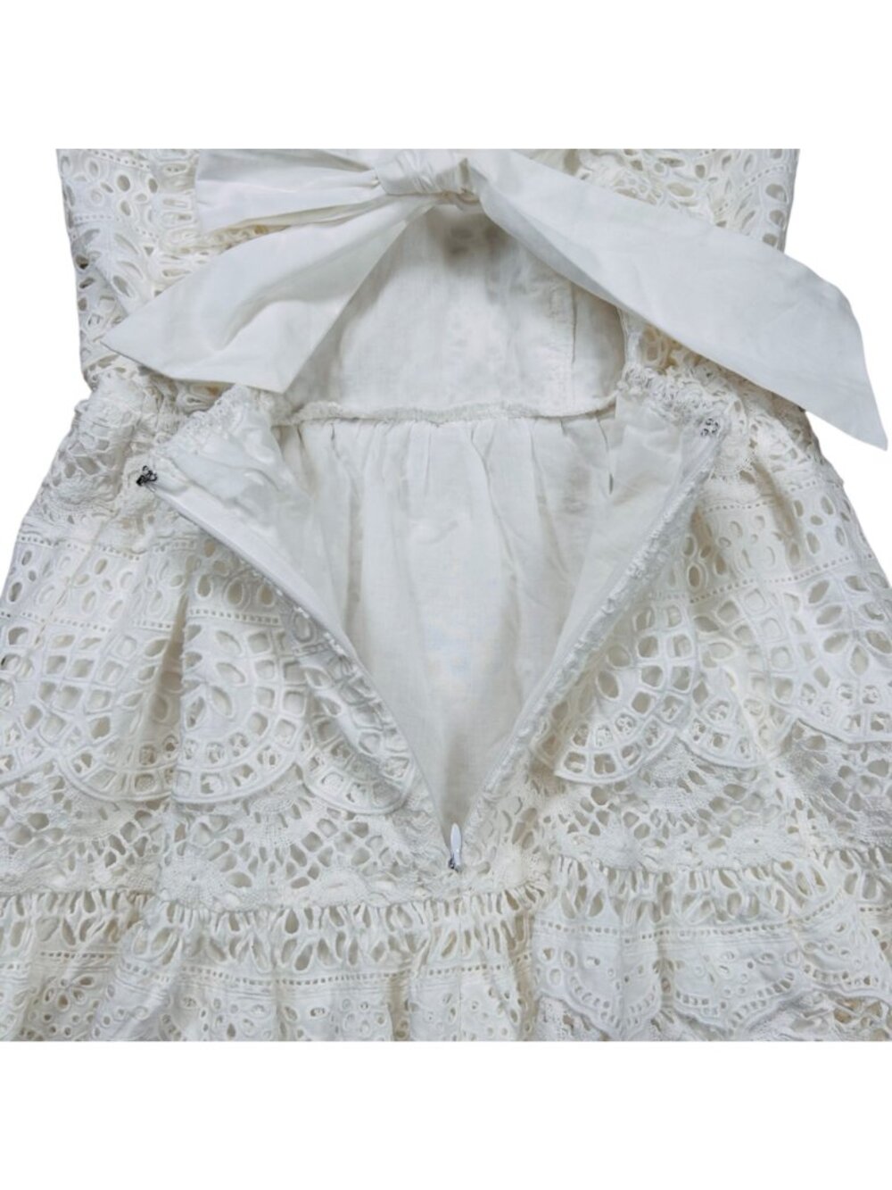 Sea New York Patricia Lace Open Back Bows 6 Cotton Eyelet Dress Twee - Picture 5 of 8